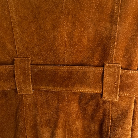 Genuine Suede Leather Belted Jacket Trench Coat - Picture 4 of 16